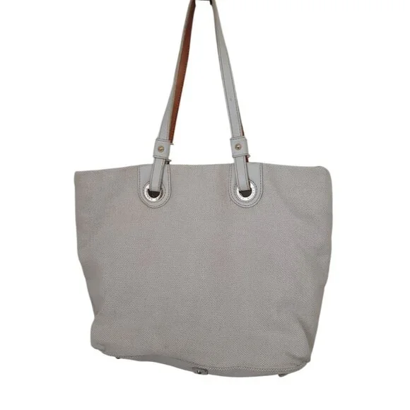 DOONEY & BOURKE Women's Cream Canvas Shopper Tote Bag Leather Handles - Picture 2 of 15